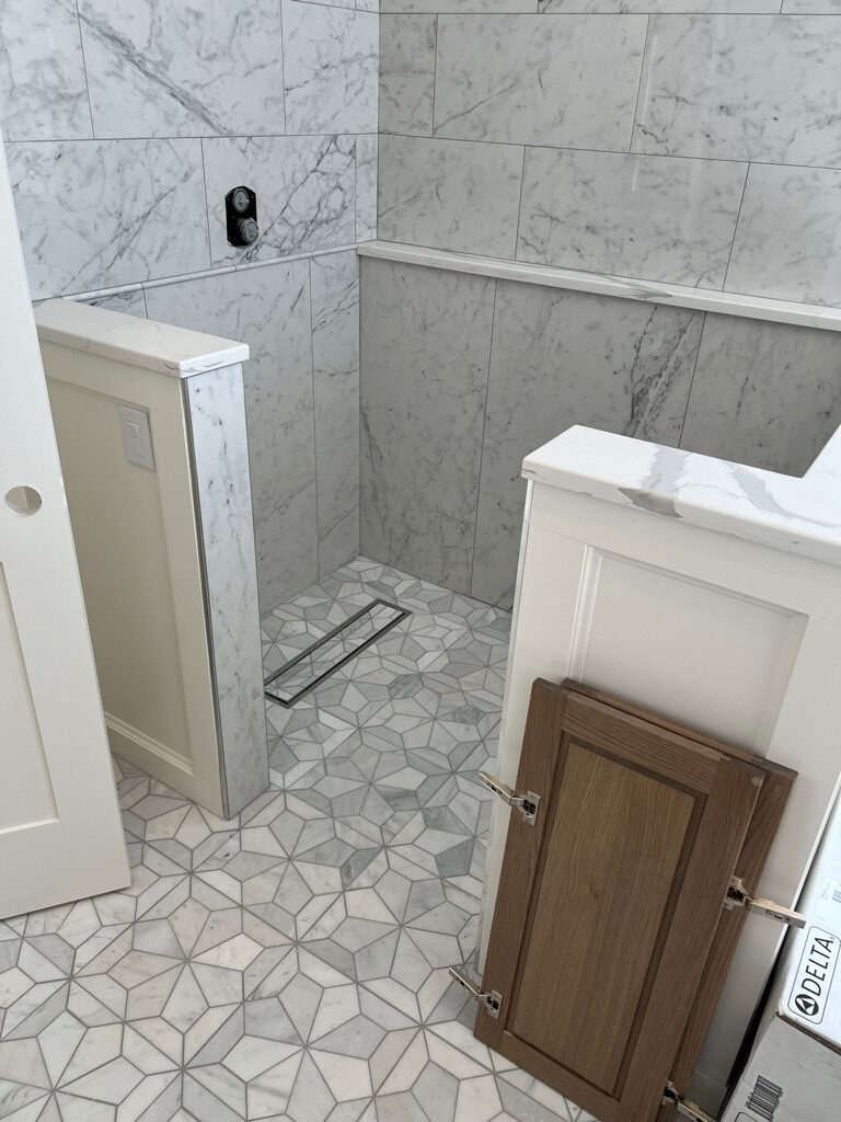 Bathroom shower with detailed tile installation
